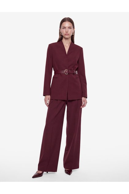 High Waist Viscose Blend Pleated Palazzo Trousers with Pockets