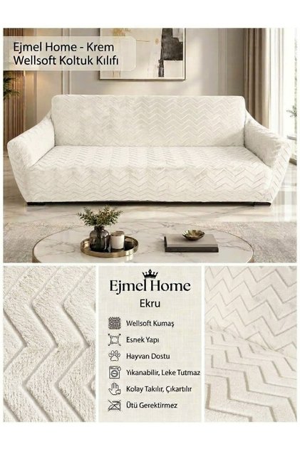 Welsoft Fabric Sofa Cover Seat Cover Stretchy Washable 3 Seater One Piece Sofa Cover Soft Animal Friendly