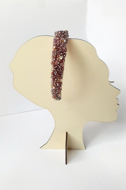 Hand Embroidered Mixed Crystal Beaded Velvet Crown Thin Lilac