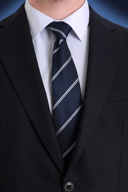 Navy Blue Striped Tie