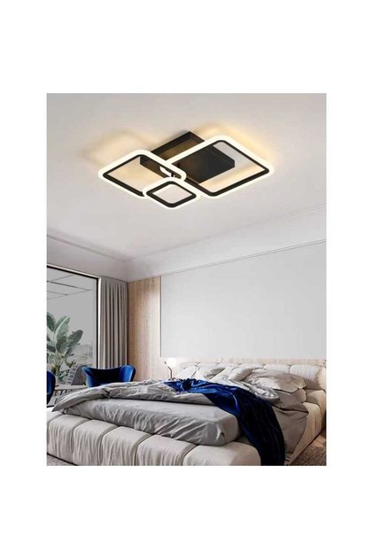 Lustră LED neagră de tavan, reglabilă, cu telecomandă, 46 cm