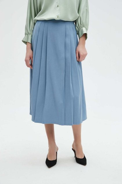 Solid Ruffled Midi Skirt