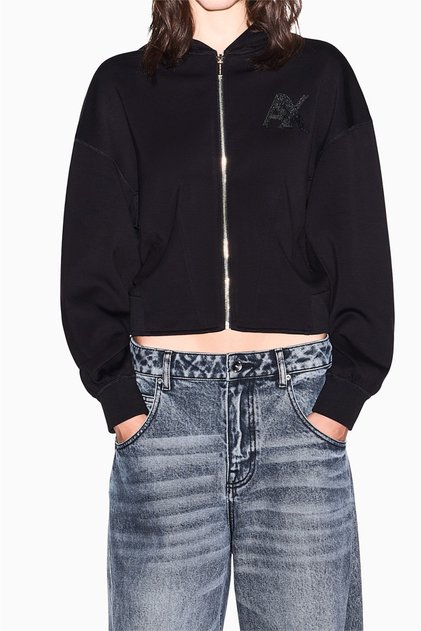 Kadın Fermuarlı Sweatshirt Siyah