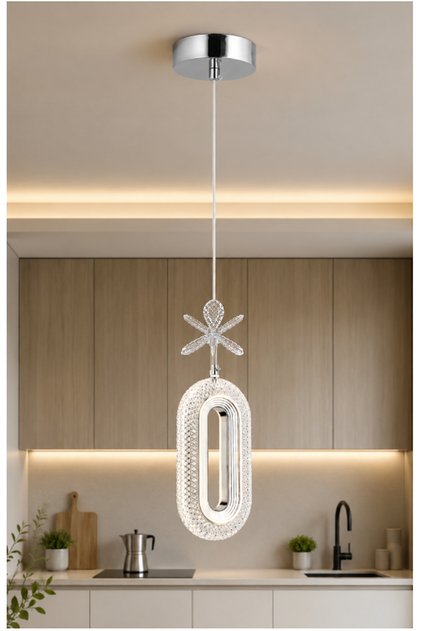 TEKLİ DEFNE 3 RENK MODLU KRİSTAL TAŞLI LEDLİ SARKIT AVİZE