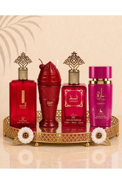Set de 4 parfumuri orientale pentru femei - Al Khaleej + Jam Jam Red + Lamast + Sara Candy