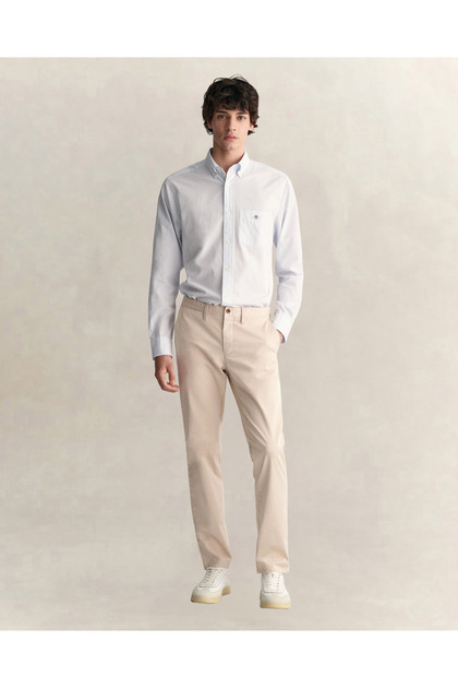 Erkek Krem Slim Fit Chino Pantolon