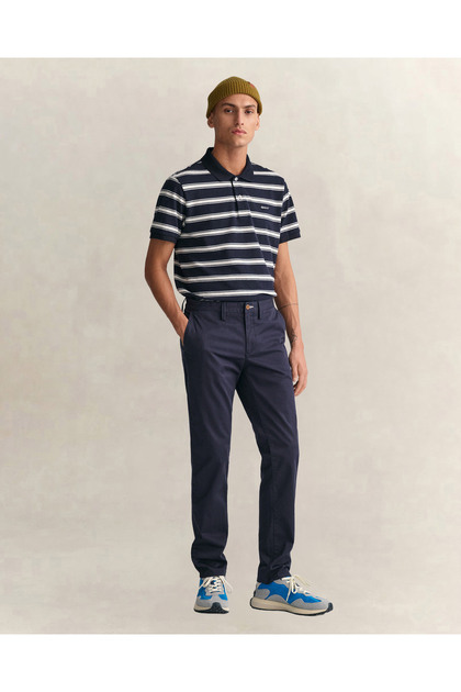 Erkek Lacivert Slim Fit Chino Pantolon