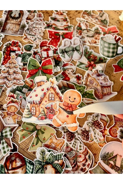 Yılbaşı Sticker Seti 50 Adet Tam Çıkartma / Yeni Yıl Sticker / Bullet Journal / Scrapbooking