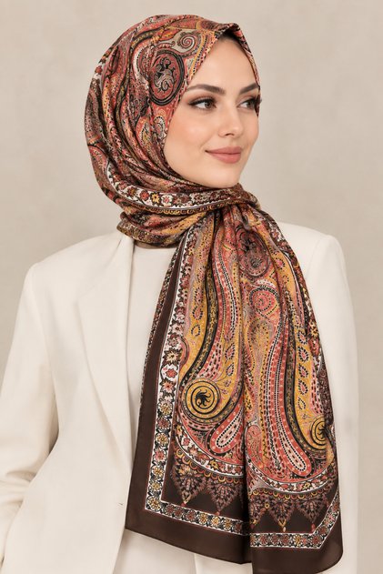 LİVA SOFT ŞAL FOURTY SCARF-KAHVE-TURUNCU