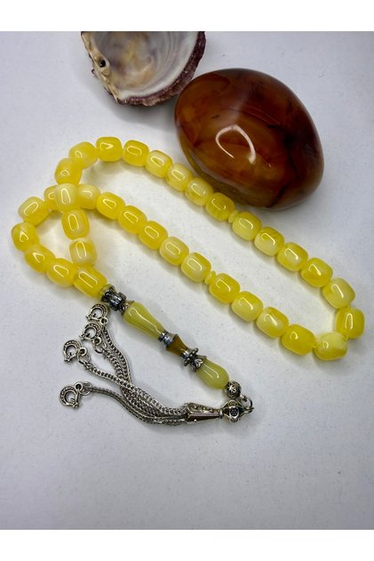 Handmade NakkaÅŸ Aranan Model Beirut Drop Amber Prayer Beads