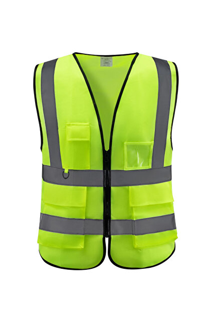 Pro7 High Visibility Safety Vest - Reflective Multi-Pocket Work Vest - Yellow