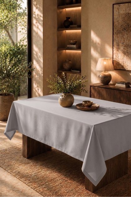 American Service, 130 X 280 Gray Tablecloth