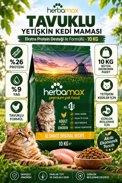 Bağışıklık Sistemi Düzenlemeye Yardımcı Etkili- Tavuklu Yetişkin Kedi Maması 10kg