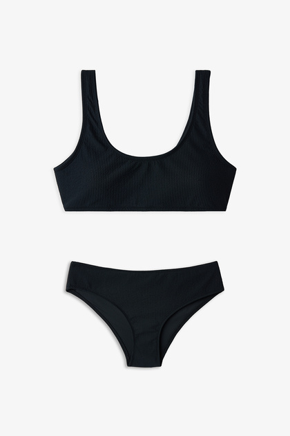 Black Halter Bikini Set for Young Girls