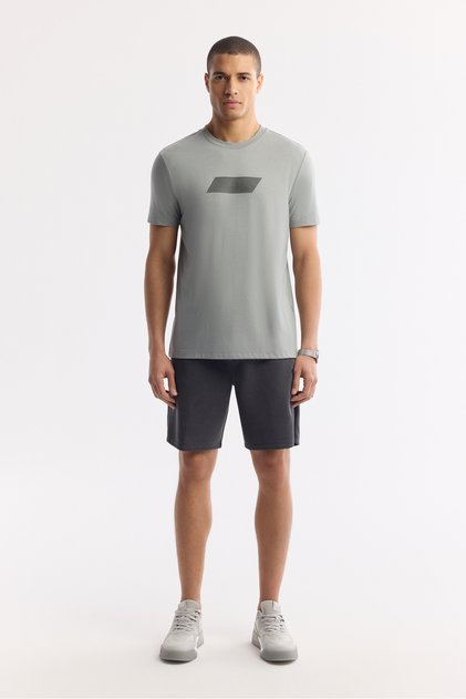 Men's Anthracite Elastic Waist Lace-Up Soft Touch Knitted Regular Fit Shorts A51Y3602