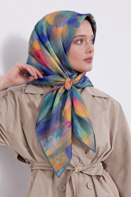 Cotton Silk Scarf with Tie-Dye Pattern Ls2204