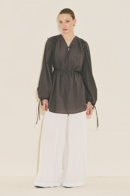 Tunic with Binding Details Brown