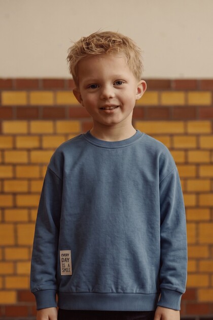 Label Detailed Thin Seasonal Sweatshirt 2-10 Years Indigo Blue