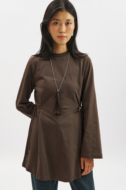 Belden Tie-Up Long Sleeve Tshirt Brown