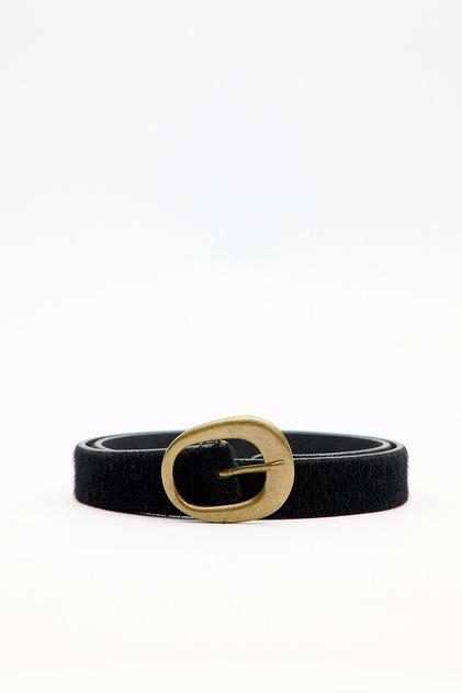Artificial Tiger Feather Belt Black