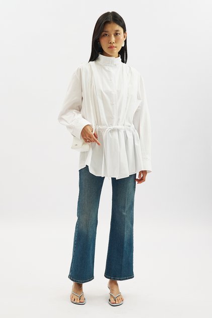 Wool Fleece Detailed Shirt Ecru
