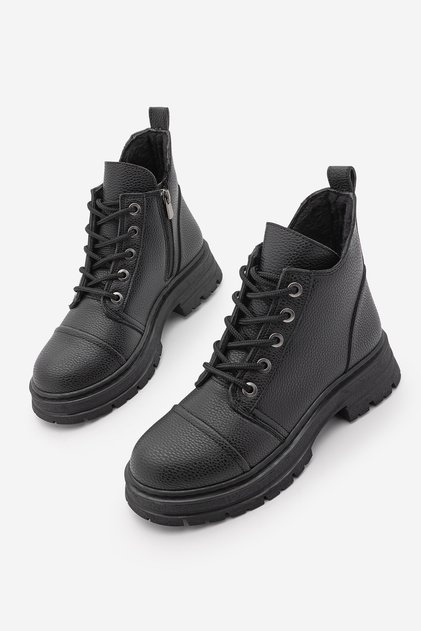 Women’s Lace-Up Thick Sole Sports Combat Boots Konifa Black