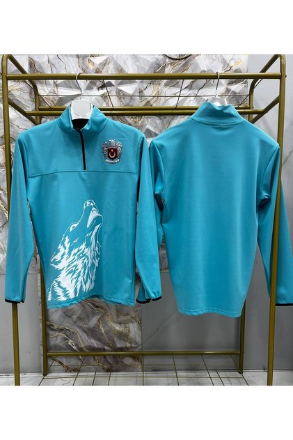 Bozkurt Themed Pvc Türkiye Arma Turquoise Sweatshirt