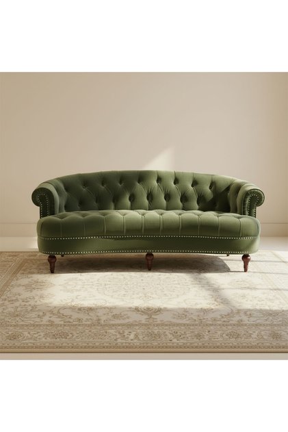 Suede and Wood Velvet Sofa - Ziti - Eira - 220X85X80 cm