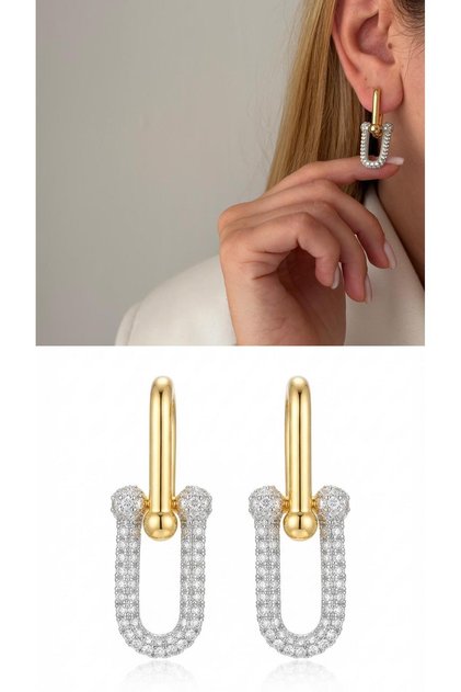 Tiff Inlaid Zircon Stone Dangle Earrings