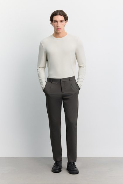Erkek Antrasit Yanı Lastik Kırışmaz Teknik Kumaş Slim Fit Pantolon A62Y3014