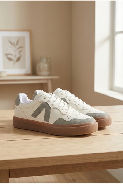 Lianna V Detailed Lace-Up Casual Sports Women's Sneaker Shoes