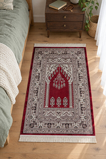 Hereke Series Sf236A Luxury Bamboo Silk Woven Prayer Rug