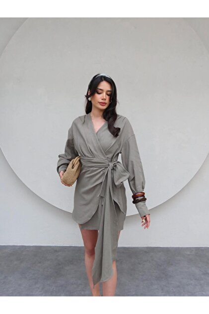 Linen Asymmetrical Mini Dress