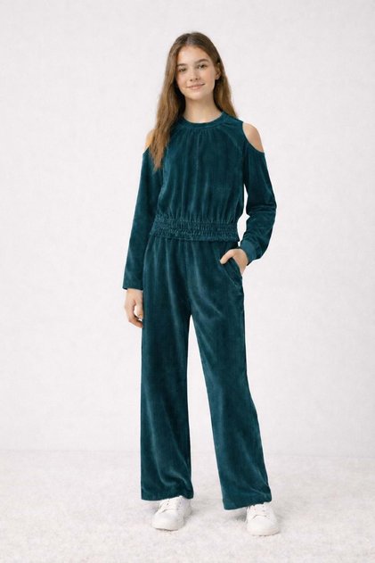 Girl's Pants Set Petrol Color