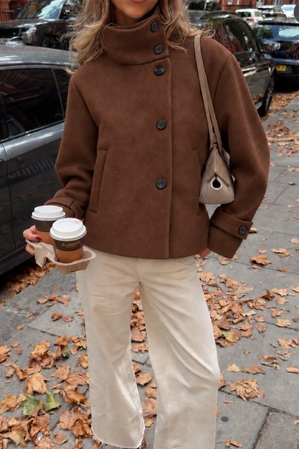 High Collar Imported Fabric Anti-Pilling Cashmere Oversize Women's Coat Jacket