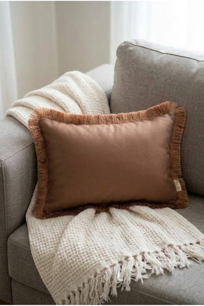 Brown Background, Brown Tassels 30X50Cm 1 Piece Rectangular Throw Pillow Cover