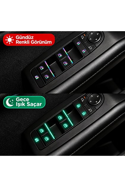 Araç Kilit ve Cam Düğmeleri İçin Gökkuşağı Efektli Holografik İç Dekorasyon Stickeri