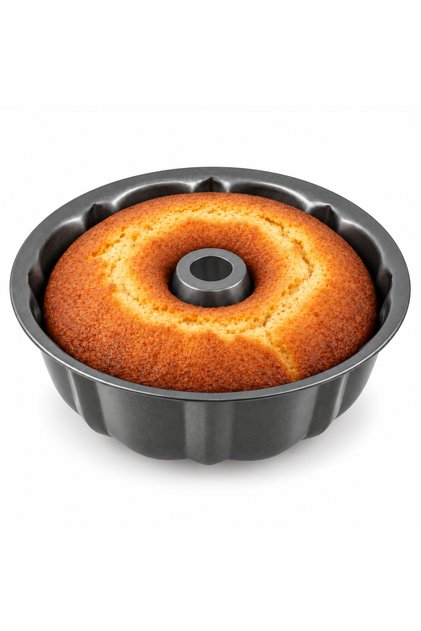 Confection 9.5 Inch Fluted Tube Pan, Heavy Duty Carbon Steel Nonstick Baking Pan, Black 35270L20