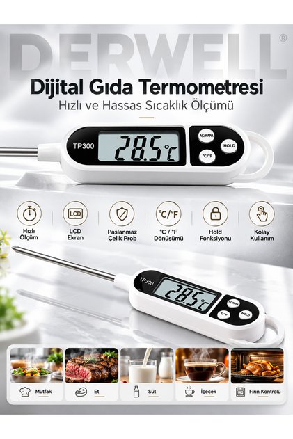 Tp-300 Daldırma Tipli Süt Mama Yoğurt Çorba Mayalama Dijital Mutfak Gıda Yemek Termometresi