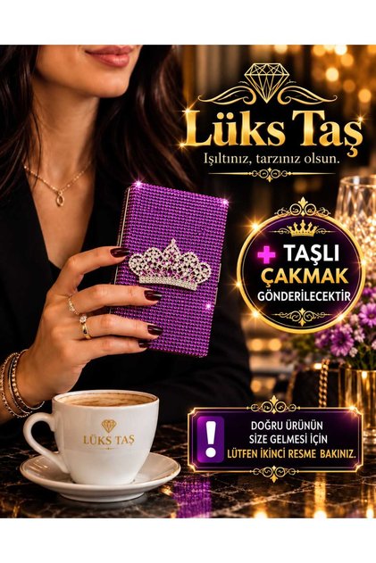 Taşlı sigara kutusu [TAÇLI TOCH BLUE - SLENDER ]