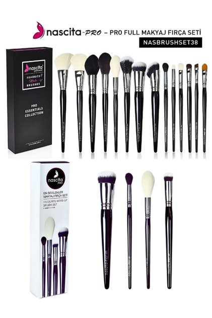 Pro Essentials Collection Fırça Seti NASBRUSHSET38 + Pro 4Lü En Sevilenler Makyaj Fırça Seti SET54
