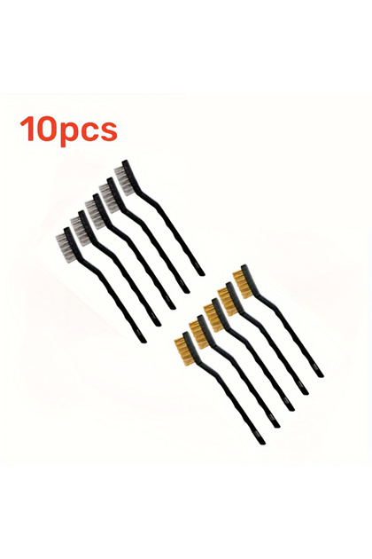 10pcs 10/30pcs Stainless Steel Brass Wire Brush Set - Rust Removal & Welding Cleanup, Durable Bristl