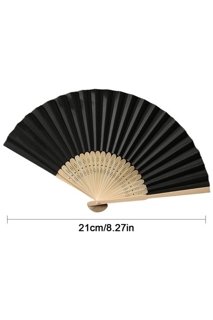 1PCS Black Bamboo Folding Fan Solid Color DIY Paper Decorative Fans Party Decor Art Craft Chinese Da