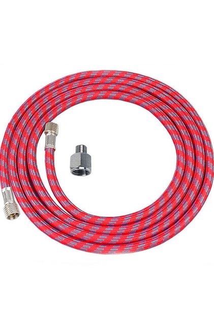 1 Red 47.24inch Nylon Braided Airbrush Hose Set with 1/8" & 1/4" Fittings for Airbrush and Air Compr