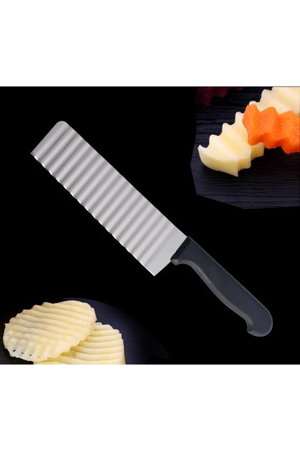 Light Yellow Stainless Steel Wavy French Fries Cutter Potato Slicer Vegetable Chopper Durable Kitch