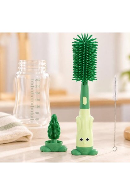 Set 3 perii din silicon pentru biberoane, tetine, suzete, bebelusi, silicon, fara BPA, Empria, Verde