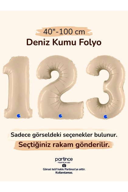 40 inç 100 cm Rakam 2 Deniz Kumu Folyo Balon