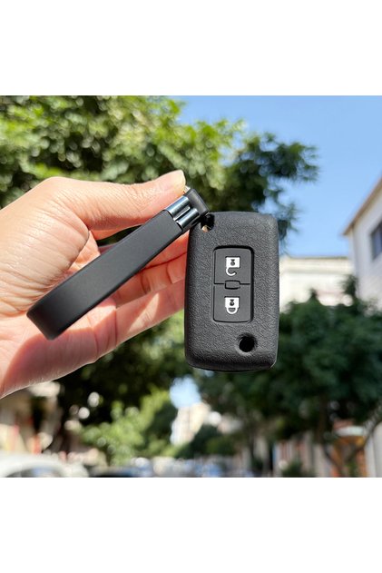 black chain set Silicone Key Case Cover Holder For Mitsubishi Outlander 3 2021 Pajero IV Lancer 2 Bu