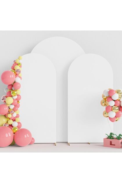 100x200cm WHITE 6ft 6.6ft 7.2ft Wedding White Arch Cover 2 Sided Spandex Fitted Fabric Arch Backdrop