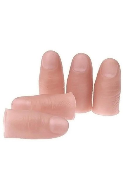A 5Pcs/Set Fakes Soft Thumb Tip Finger Close Up Stage Magic Trick Vanishs Appearing Finger Trick Pr.
